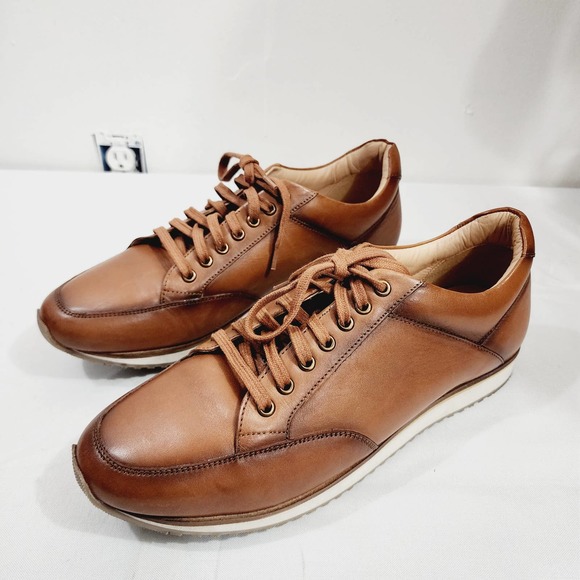 Anthony Veer Barack Court Calfskin Leather Lace-up Sneaker in Tan Men's Size 13D - Picture 15 of 16